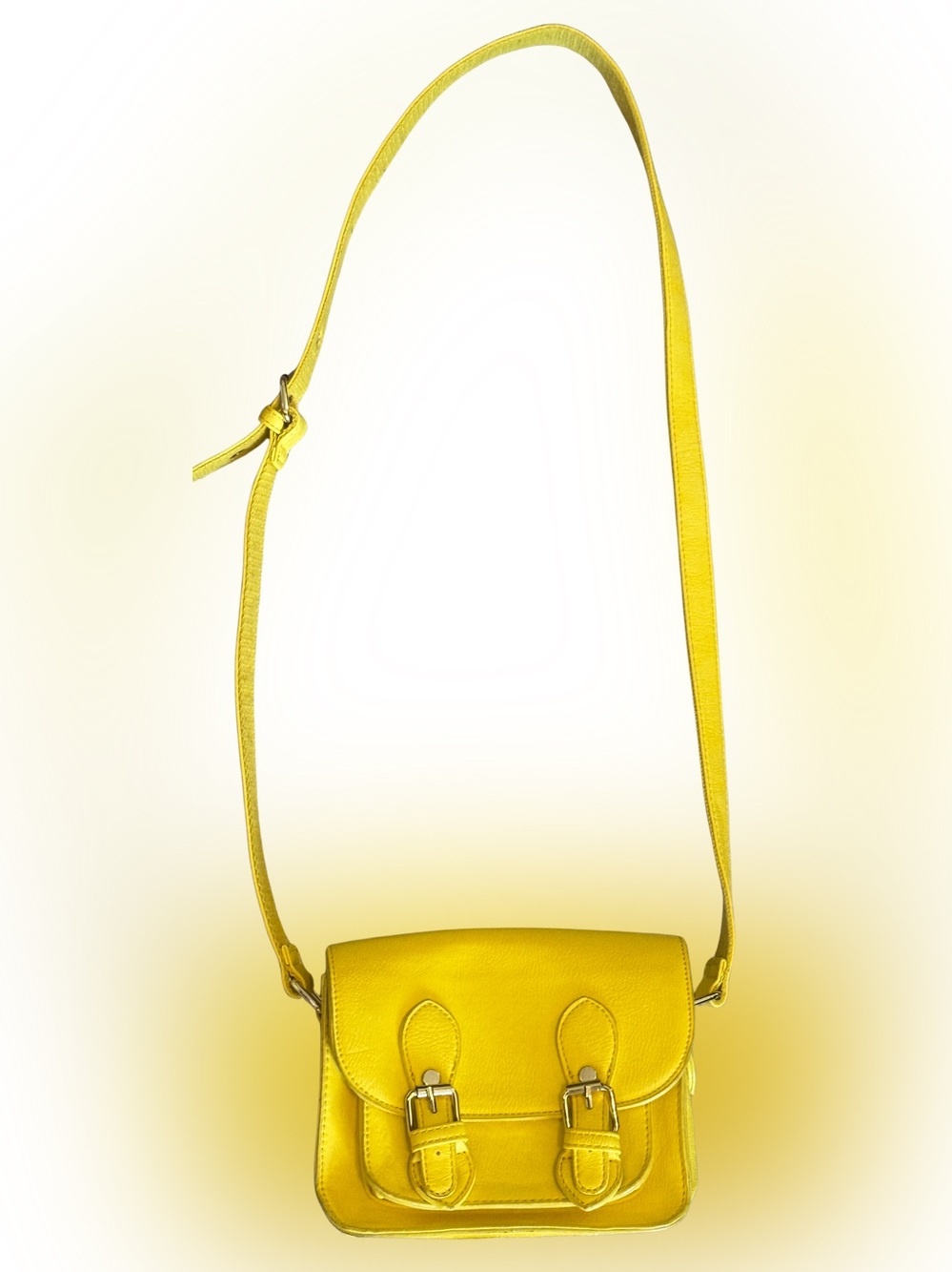 Yellow Women's Leather Satchel Crossbody Bag - Picture 2 of 9